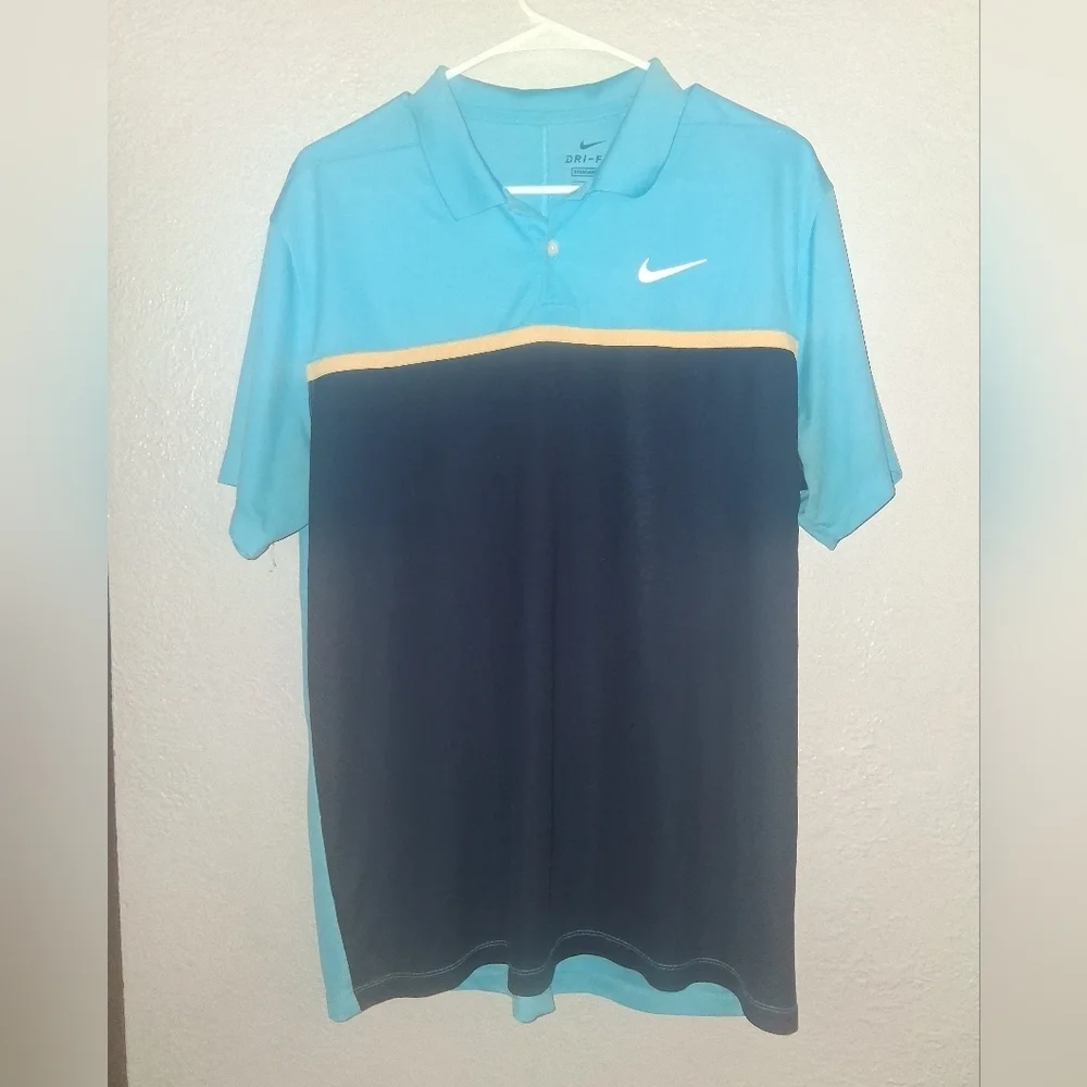 Nike Dri-Fit Standard Fit Golf Shirt Blue Navy L